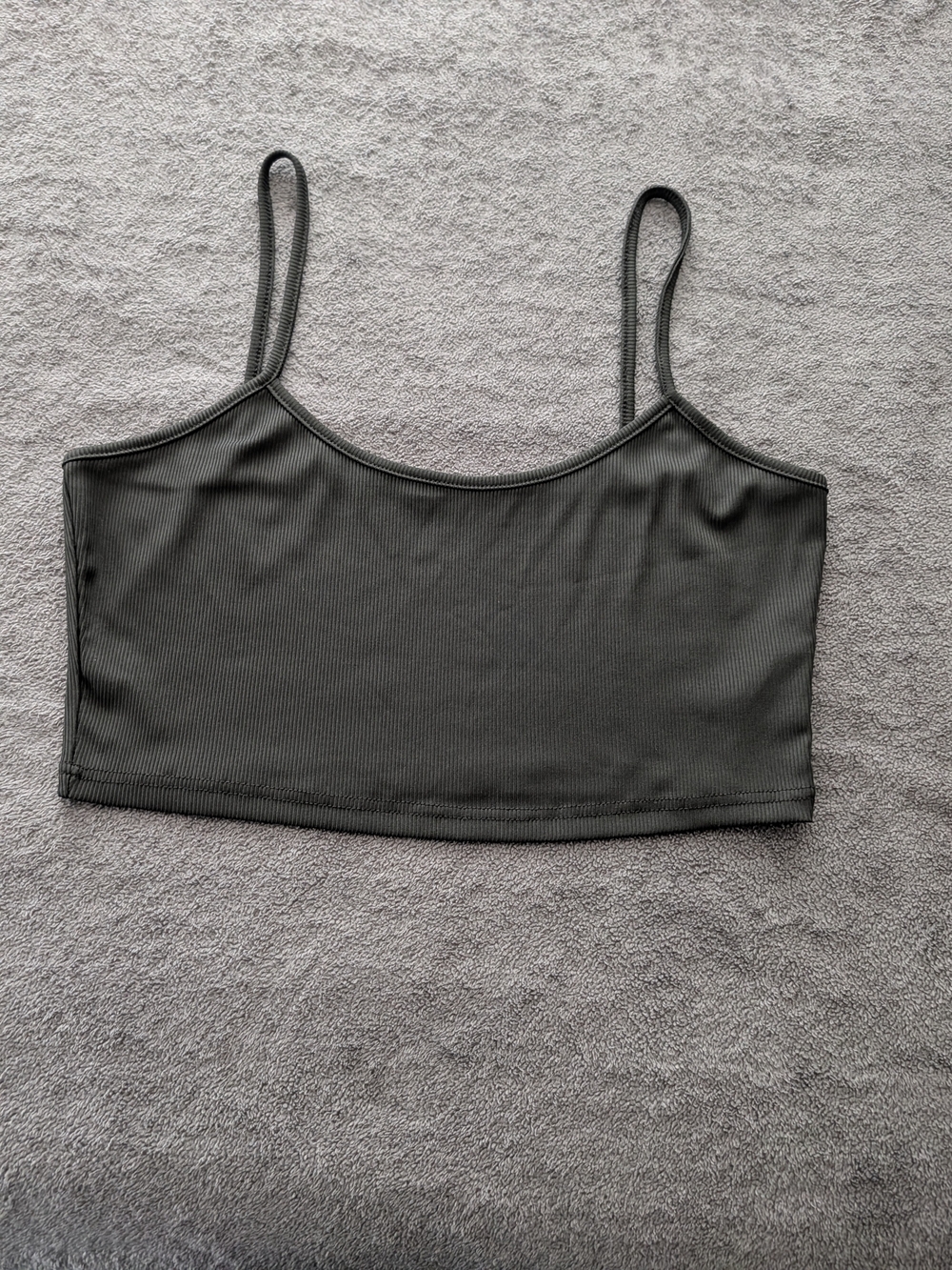 Women's Black Ribbed Cami Crop Top